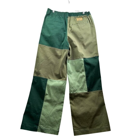 PETALS Patchwork Cargo Pants Green Multitone Streetwear Y2K Workwear Vibes LARGE - Picture 4 of 12